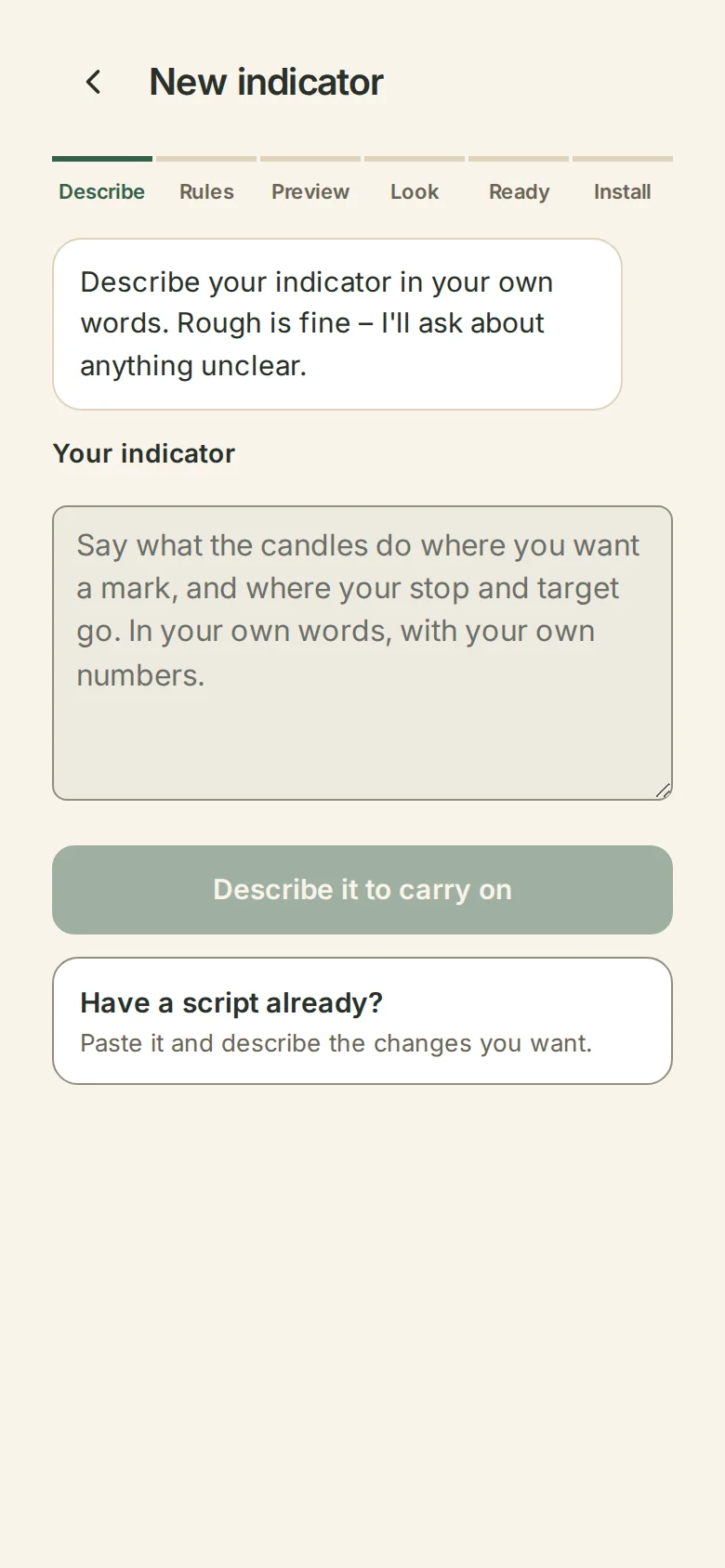 Describing a new indicator in your own words